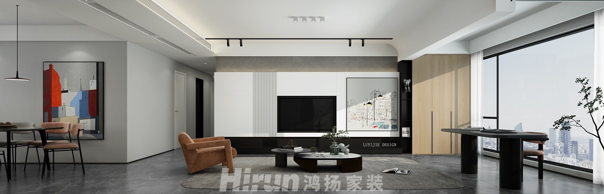 北辰三角洲118㎡雅致現(xiàn)代三居室 裝修案例效果圖-001