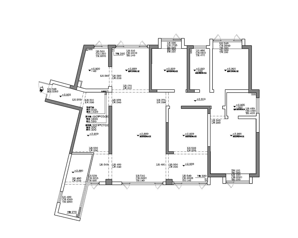 萬(wàn)象府臺(tái)170㎡北歐之光四居室 裝修案例效果圖-原始戶型圖