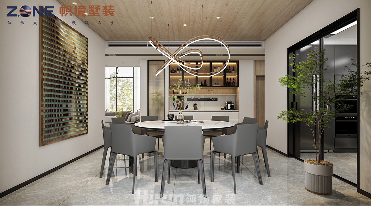 瀏陽自建別墅450㎡雅致現代別墅 裝修案例效果圖-4