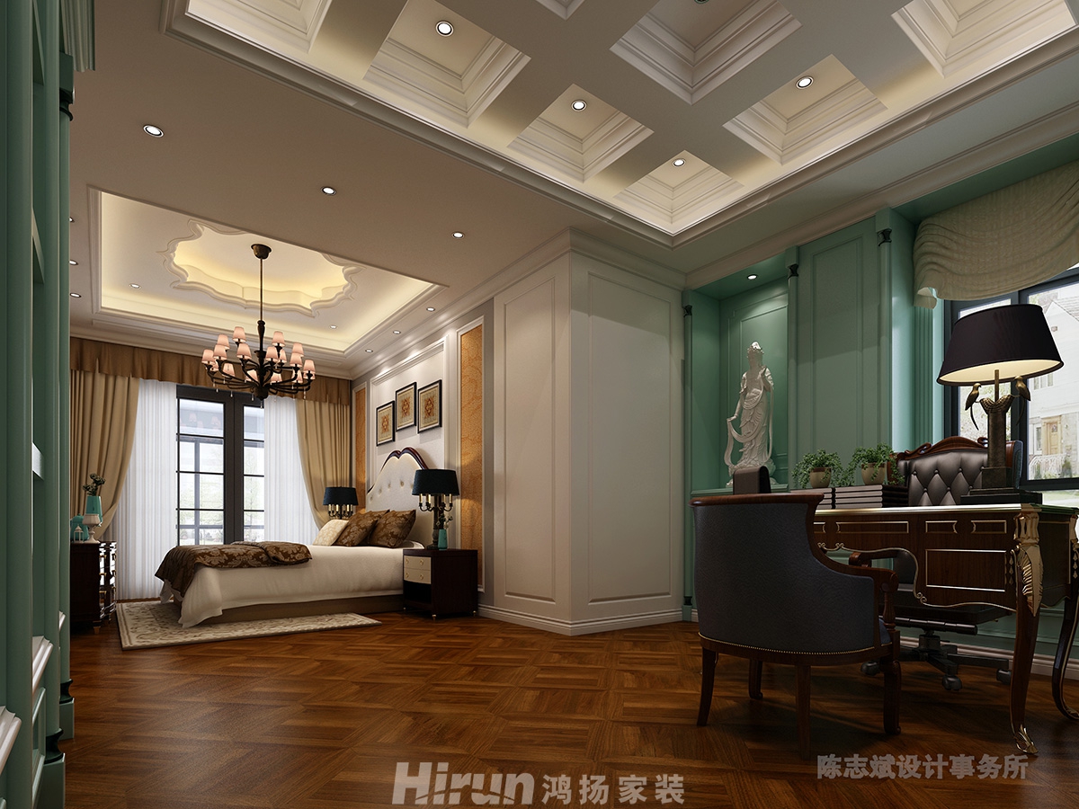 香江水岸新城320㎡復(fù)合寫意別墅 裝修案例效果圖-2樓小女兒房