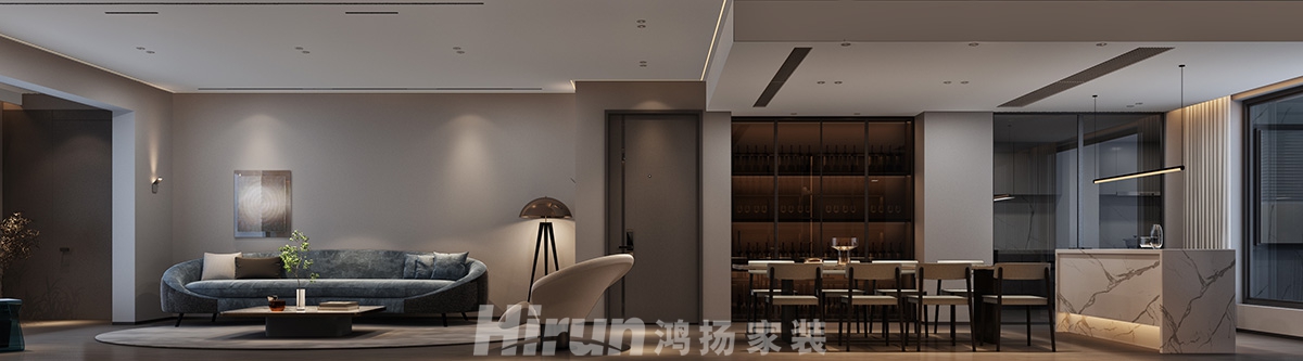 中建江山壹號260㎡雅致現(xiàn)代大平層 裝修案例效果圖-沙發(fā)背景墻