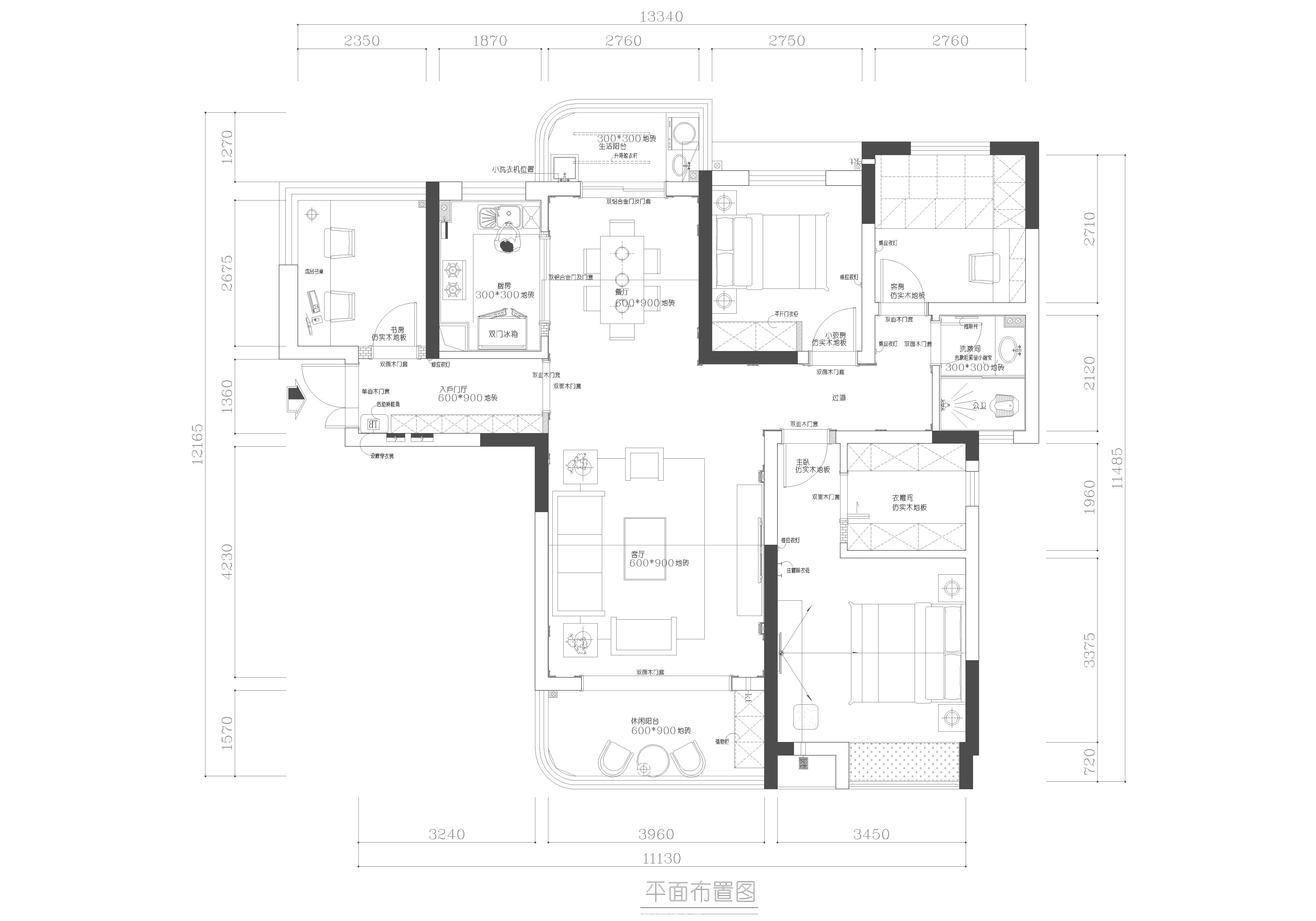 五礦萬(wàn)境文苑150㎡新裝飾主義四居室 裝修案例效果圖-22