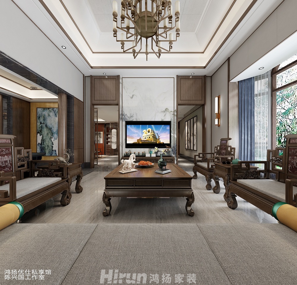 金澤園500㎡復(fù)合寫意別墅 裝修案例效果圖-3