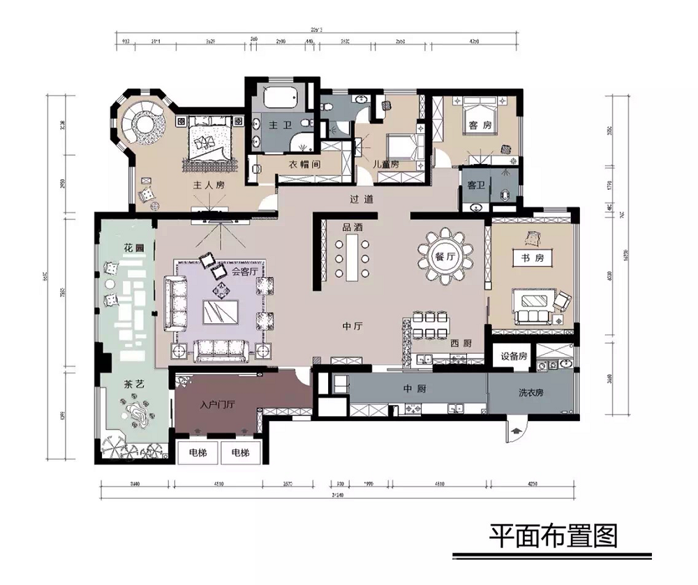 碧桂園天璽灣240㎡新裝飾主義大平層 裝修案例效果圖-圖片 1