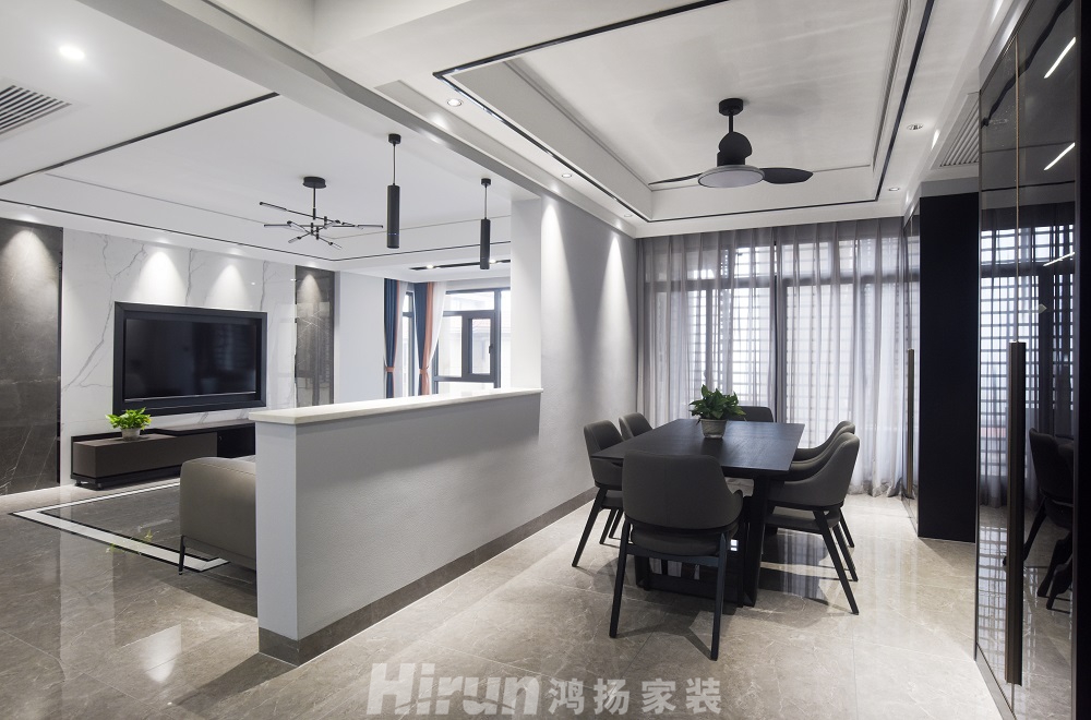 景秀家園150㎡雅致現(xiàn)代四居室 裝修案例效果圖-1
