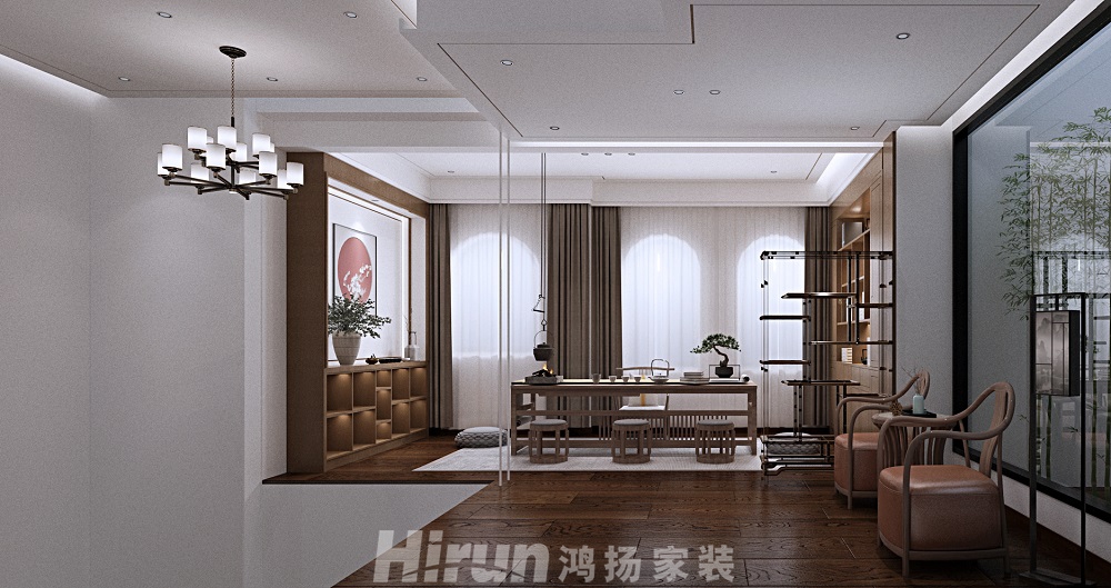 碧桂園280㎡復合寫意別墅 裝修案例效果圖-茶室效果圖改1