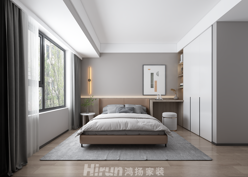 中建大公館130㎡雅致現代三居室 裝修案例效果圖-次臥
