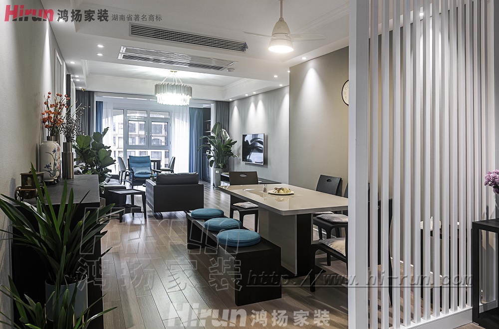 景秀家園150㎡雅致現代四居室 裝修案例效果圖-1