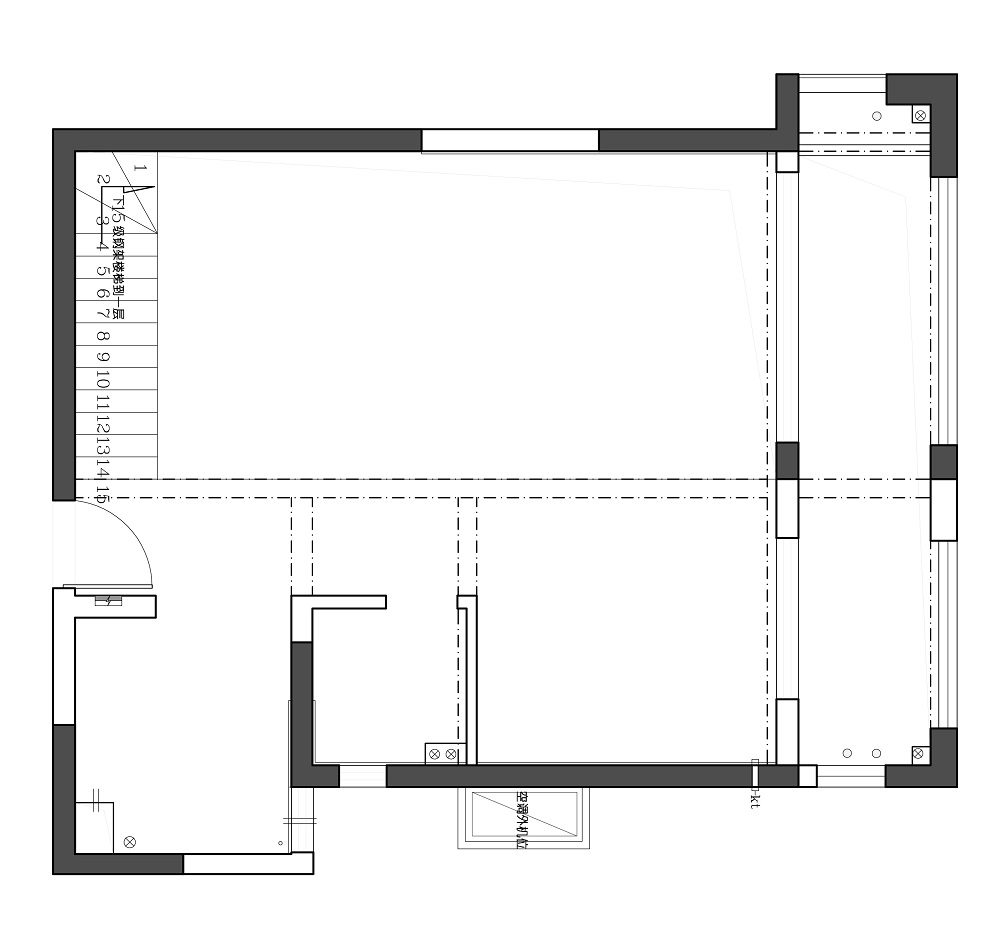 建發中央公園140㎡新裝飾主義復式 裝修案例效果圖-一層原始結構