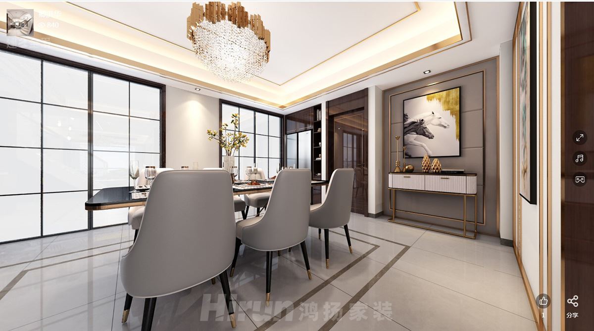 潤和山水郡180㎡新裝飾主義Loft 裝修案例效果圖-RH004