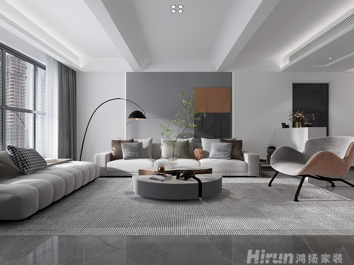 誠信楓林逸景126㎡雅致現(xiàn)代三居室 裝修案例效果圖-2