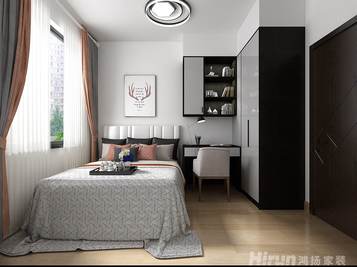 中電家屬房130㎡雅致現(xiàn)代三居室 裝修案例效果圖-1