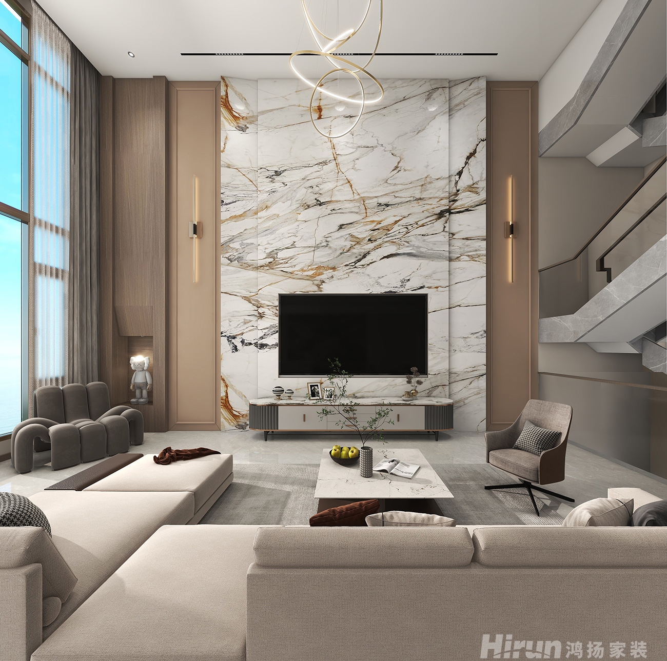 吉興路自建復式250㎡雅致現代復式 裝修案例效果圖-4