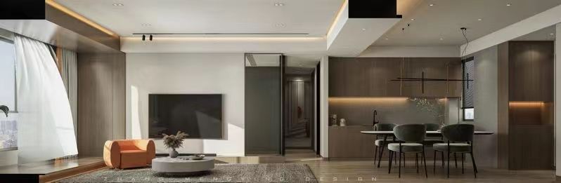 建發央著122㎡北歐之光三居室 裝修案例效果圖-1