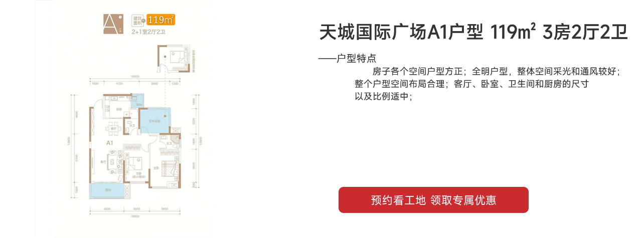 天城國(guó)際廣場(chǎng)（天城商業(yè)廣場(chǎng)）A1戶型 119㎡