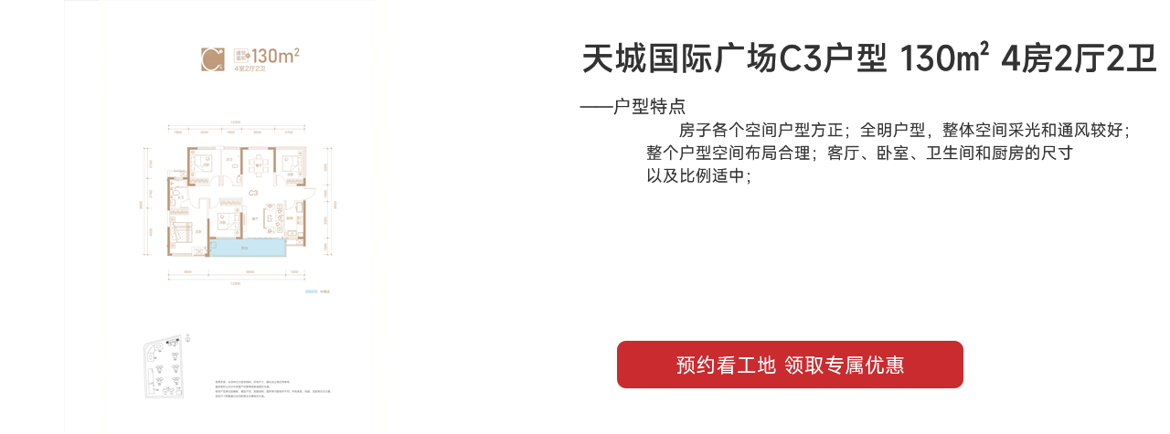天城國(guó)際廣場(chǎng)（天城商業(yè)廣場(chǎng)）C3戶型 130㎡