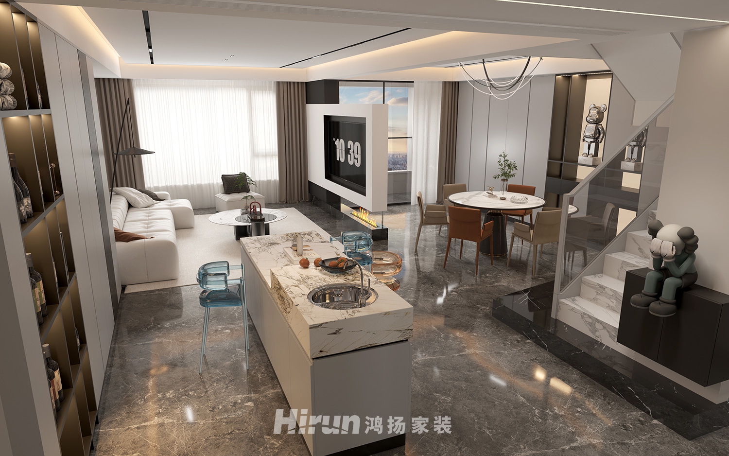 建發央著160㎡雅致現代復式 裝修案例效果圖-2