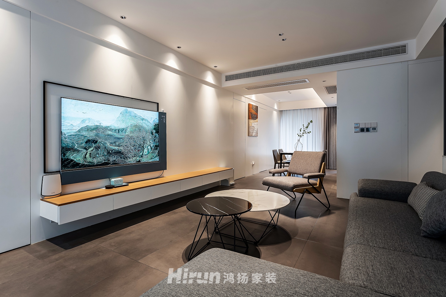 泊愛藍灣130㎡雅致現(xiàn)代三居室 裝修案例實景圖-2