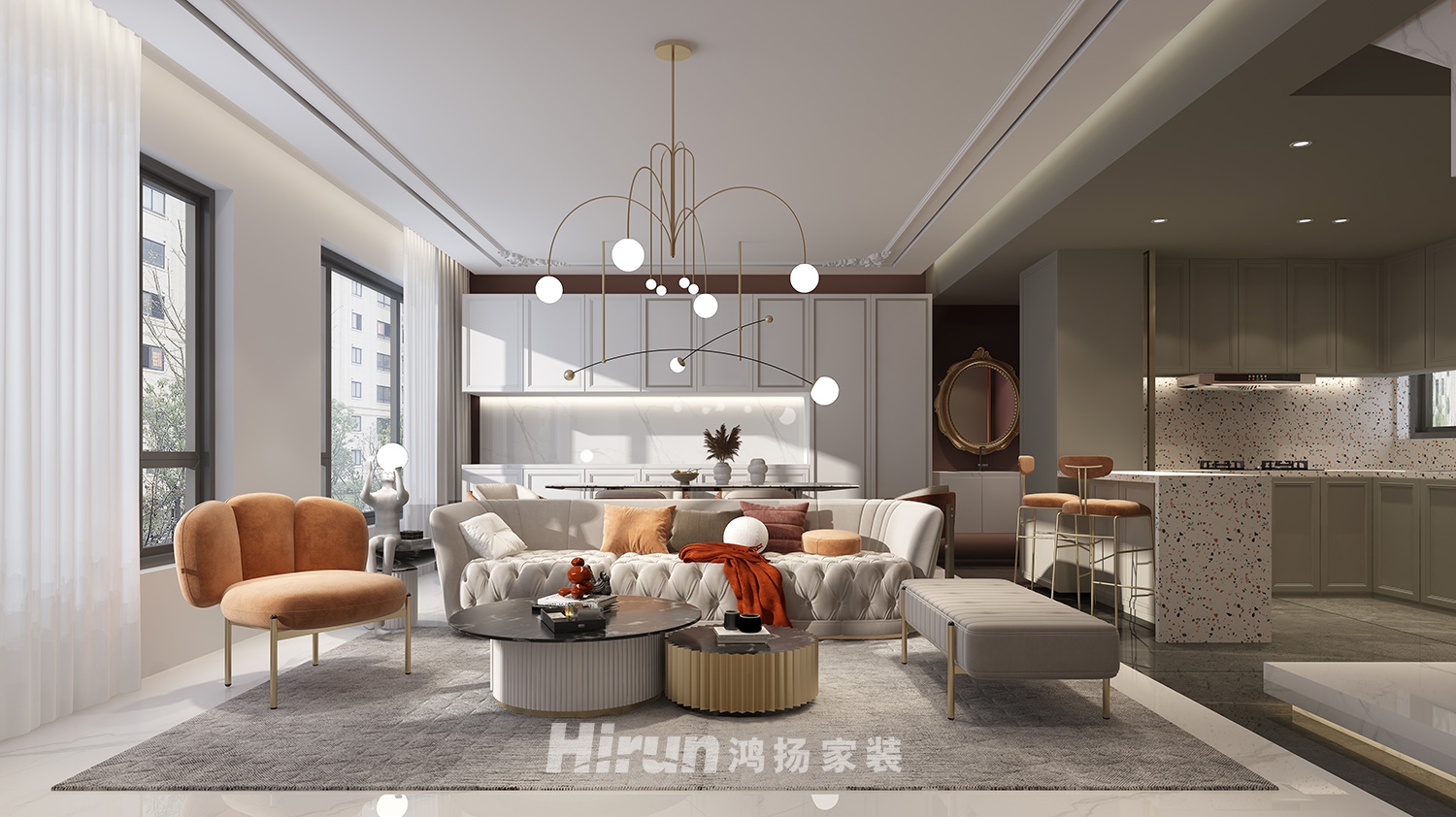 建發(fā)央著102㎡優(yōu)雅繽紛復(fù)式 裝修案例效果圖-2