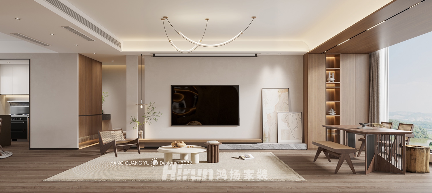廣澤上苑210㎡復(fù)合寫意大平層 裝修案例效果圖-2
