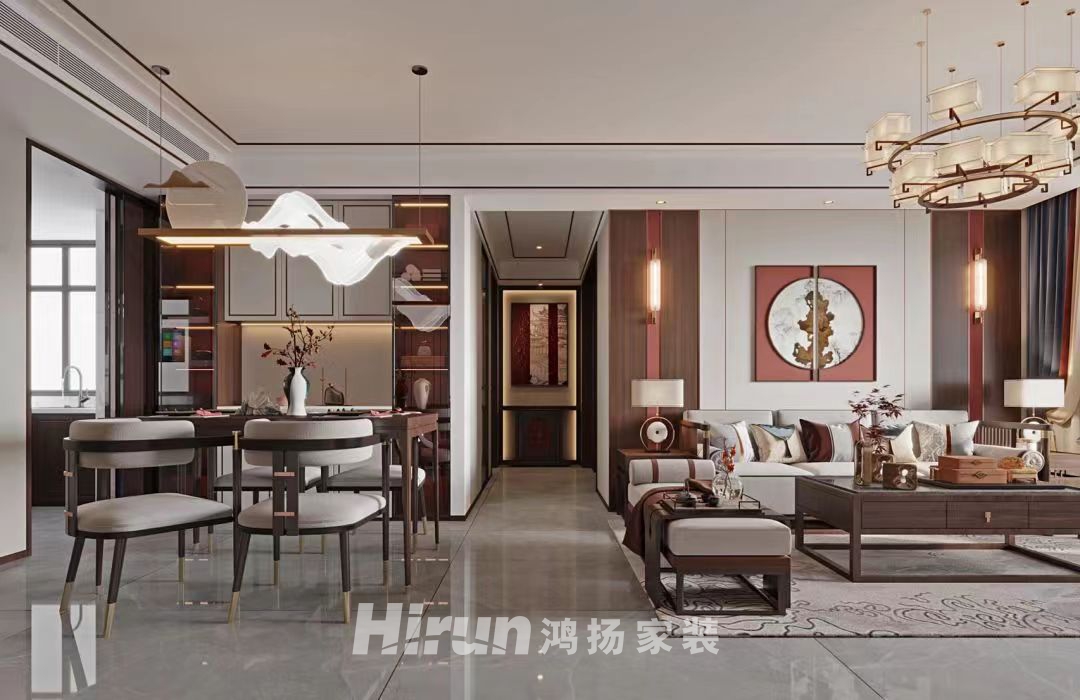梅溪清秀136㎡寫意木構三居室 裝修案例效果圖-2