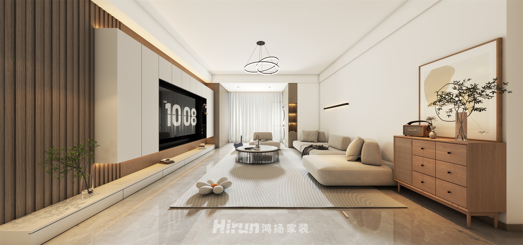 五礦青苑160㎡雅致現代四居室 裝修案例效果圖-3