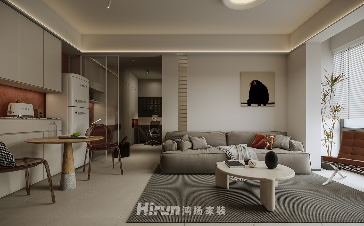 凱通國際城78㎡北歐之光二居室 裝修案例效果圖-1