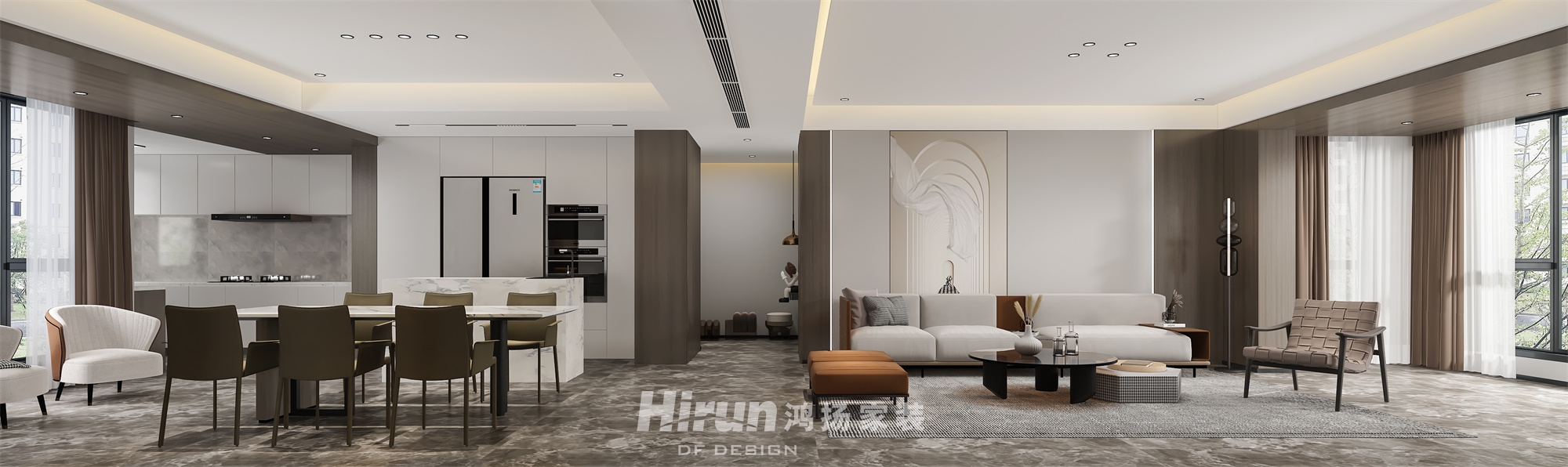 明昇一城189㎡雅致現(xiàn)代四居室 裝修案例效果圖-1