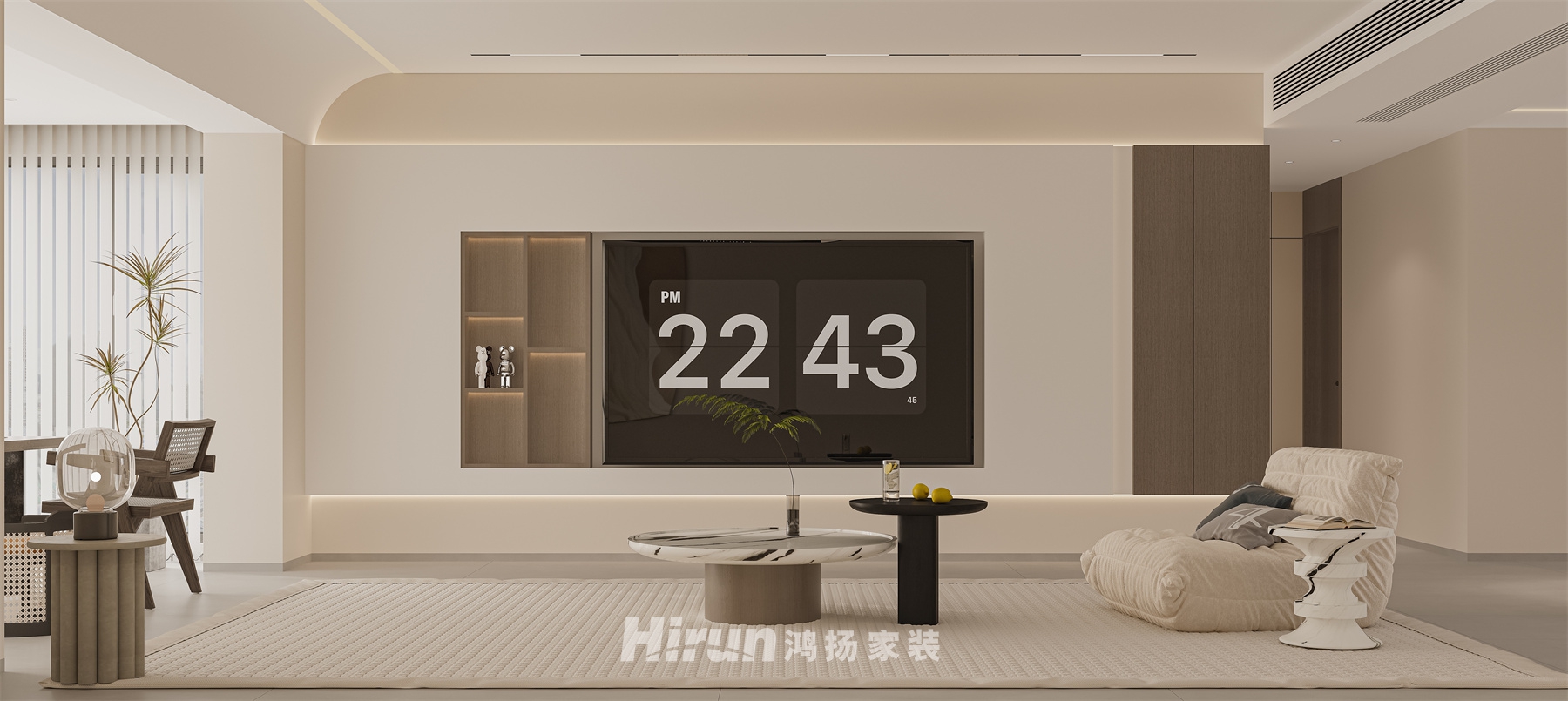 湘江一號208㎡優(yōu)雅繽紛大平層 裝修案例效果圖-2