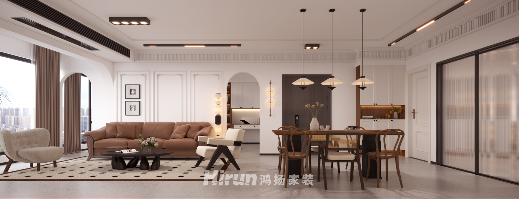 紅星天鉑130㎡復古風潮三居室 裝修案例效果圖-1