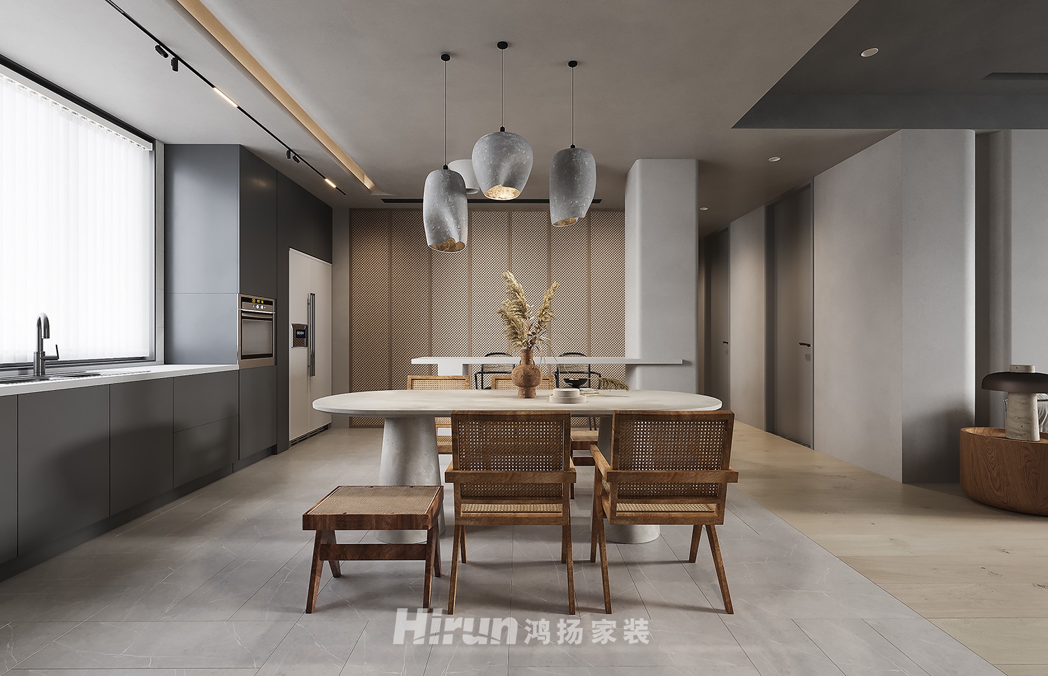 濱江御苑-簡.舍130㎡復古風潮三居室 裝修案例效果圖-1
