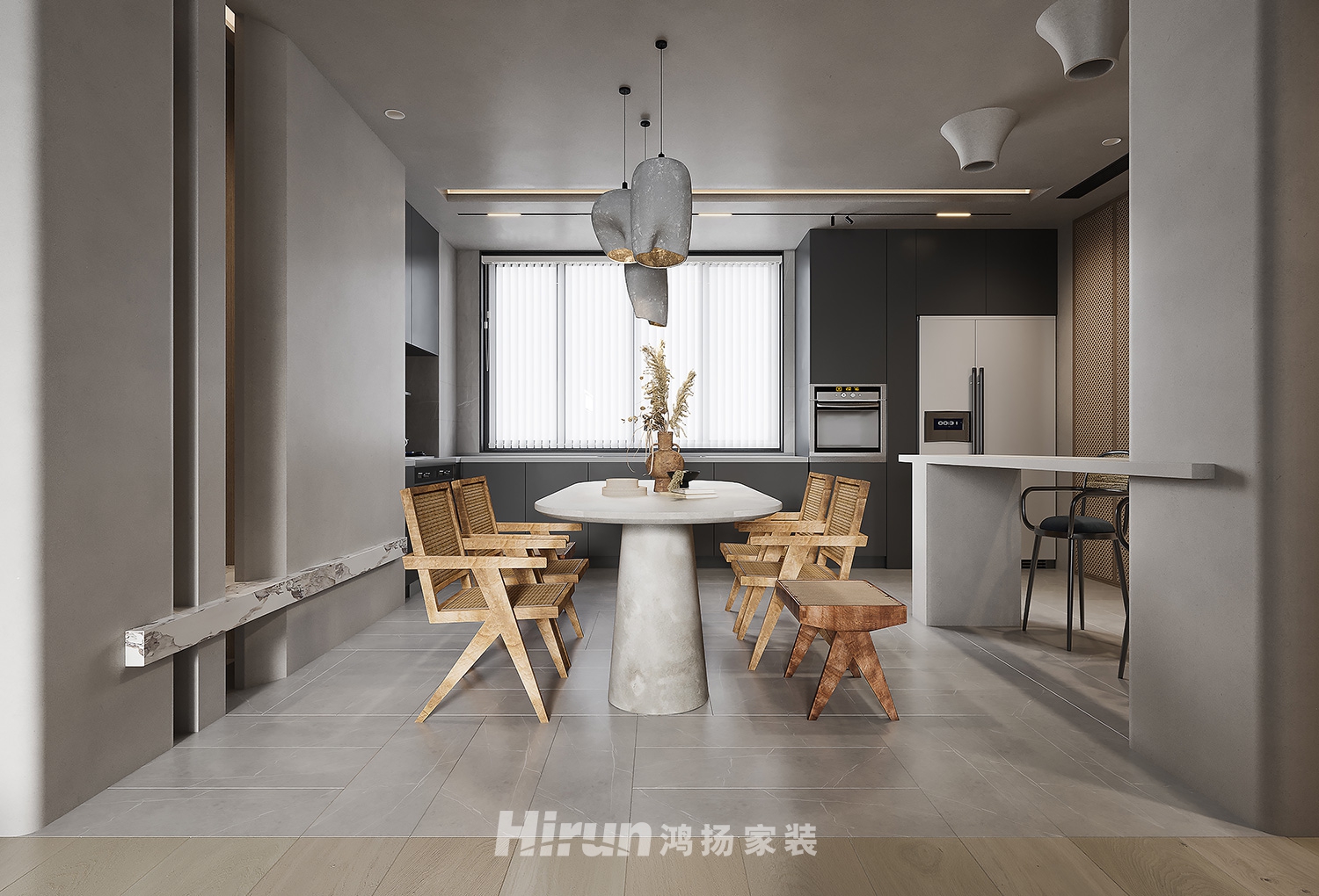 濱江御苑-簡.舍130㎡復古風潮三居室 裝修案例效果圖-2