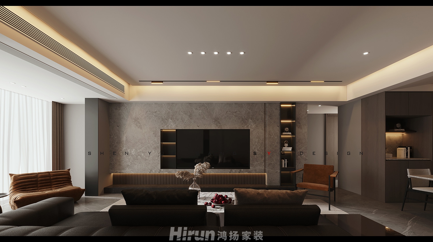 北辰瀚江府110㎡雅致現(xiàn)代三居室 裝修案例效果圖-2