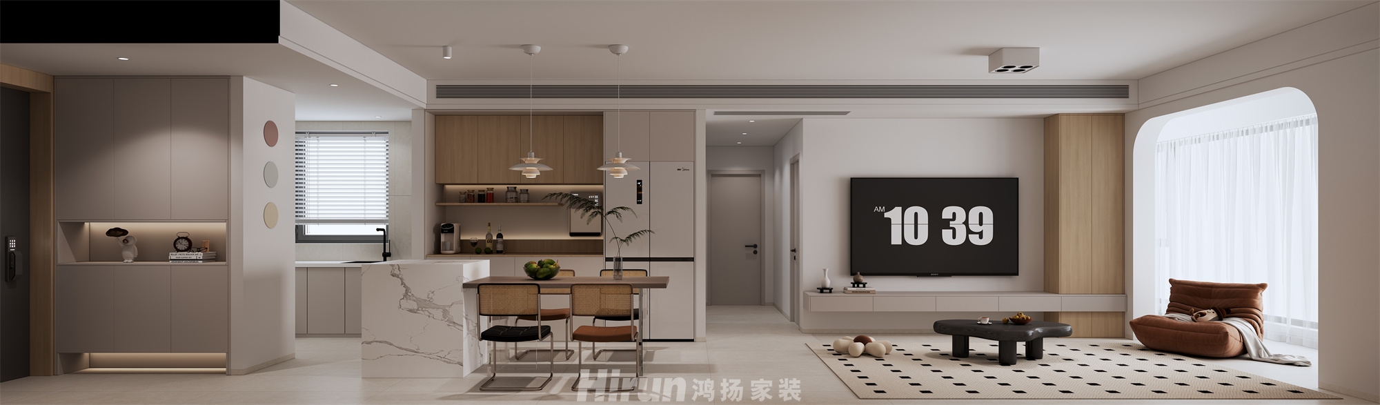 旭輝國悅府110㎡北歐之光三居室 裝修案例效果圖-1