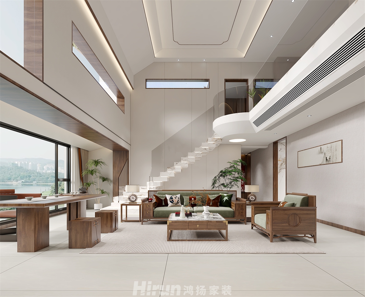青竹湖曦園311㎡寫意木構別墅 裝修案例效果圖-2