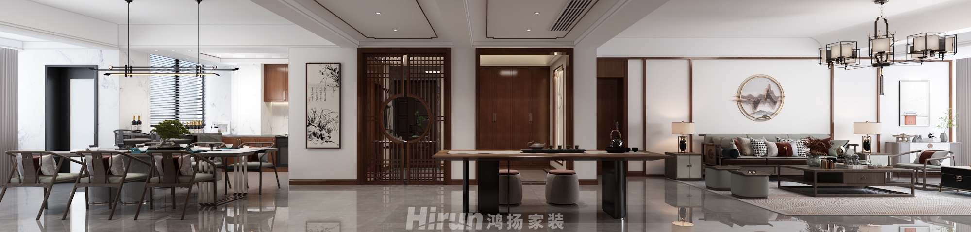 美居樂瓏庭210㎡復合寫意大平層 裝修案例效果圖-1