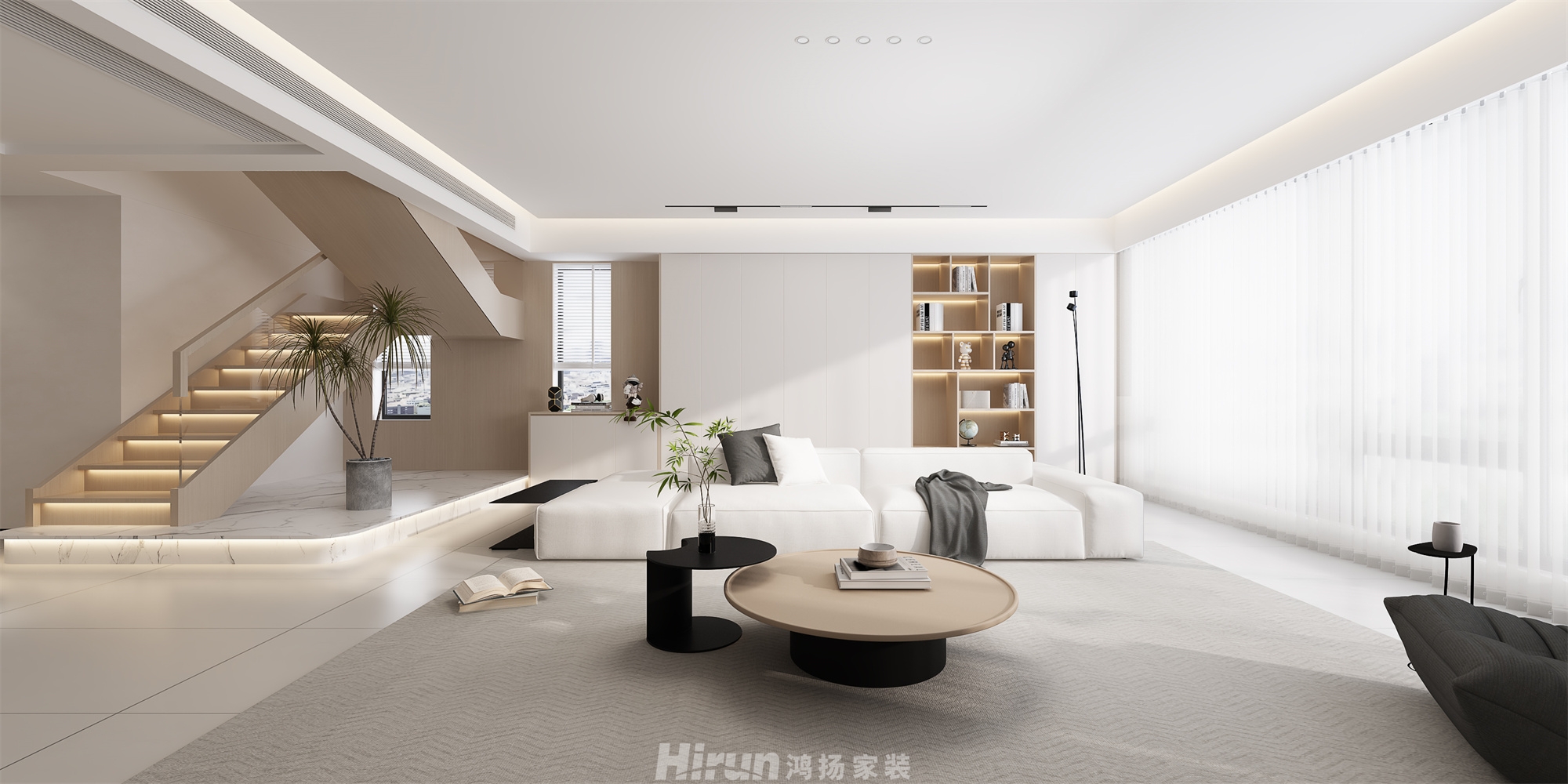觀湘云頂210㎡雅致現(xiàn)代四居室 裝修案例效果圖-1