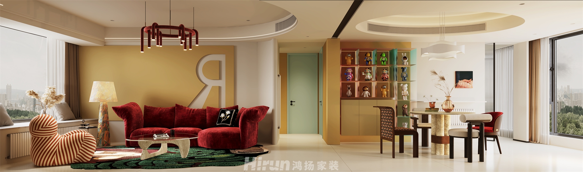 榮悅臺140㎡優雅繽紛四居室 裝修案例效果圖-2