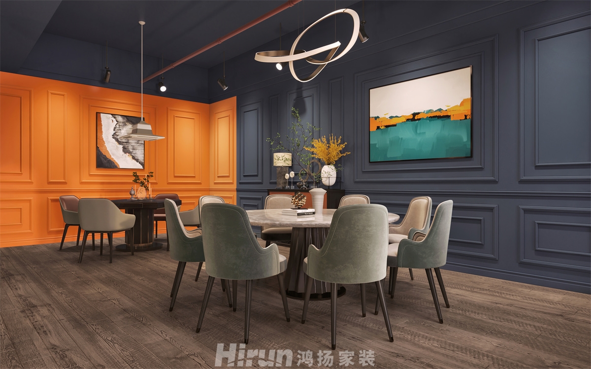 城南私宅200㎡復古風潮大平層 裝修案例效果圖-2