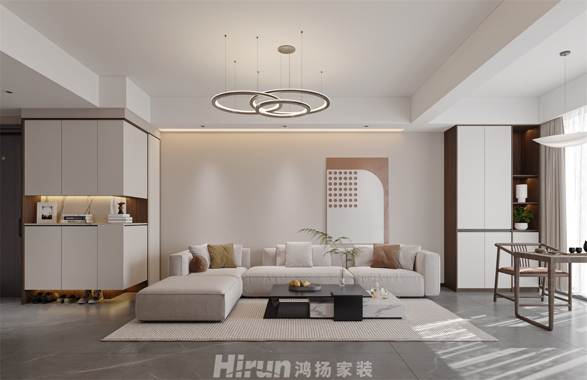 公園央著123㎡新裝飾主義三居室 裝修案例效果圖-2