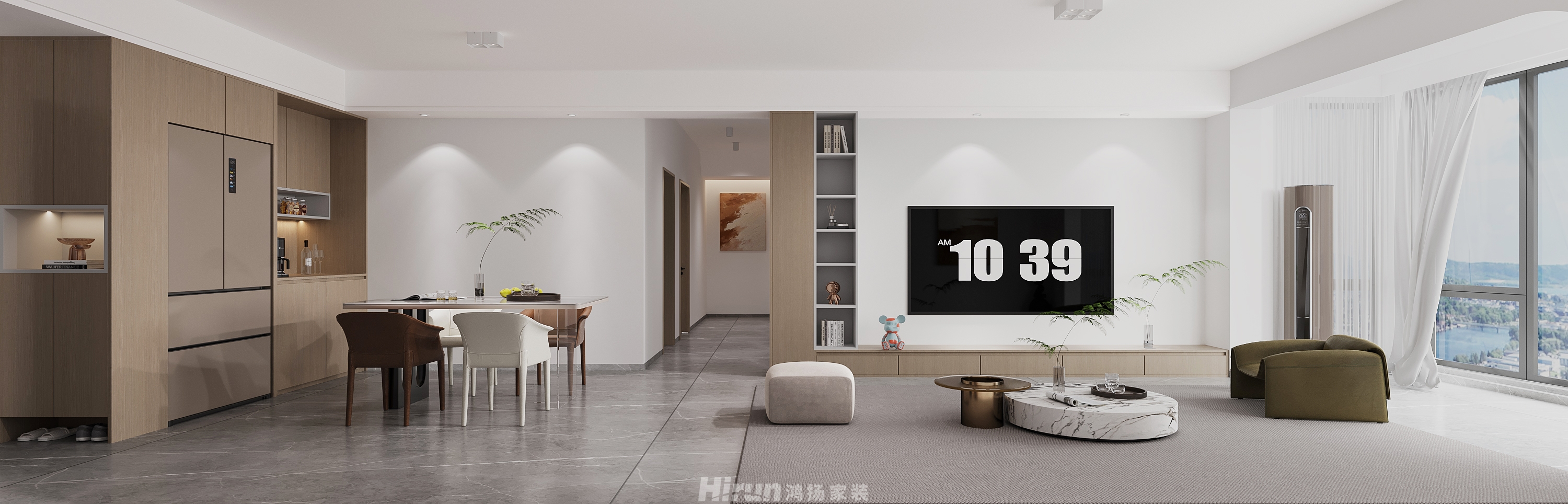 會同水岸綠城120㎡雅致現(xiàn)代三居室 裝修案例效果圖-1