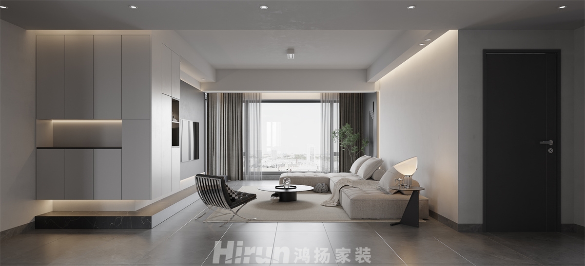 北辰三角洲142㎡雅致現代三居室 裝修案例效果圖-1