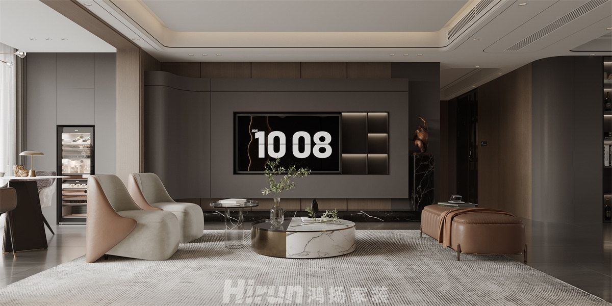 運達中央廣場200㎡雅致現代大平層 裝修案例效果圖-2