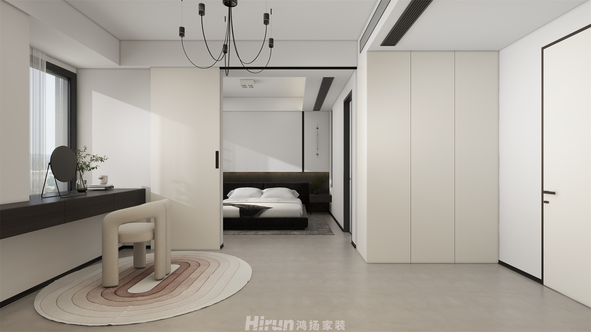 保利北中心128㎡雅致現(xiàn)代三居室 裝修案例效果圖-2