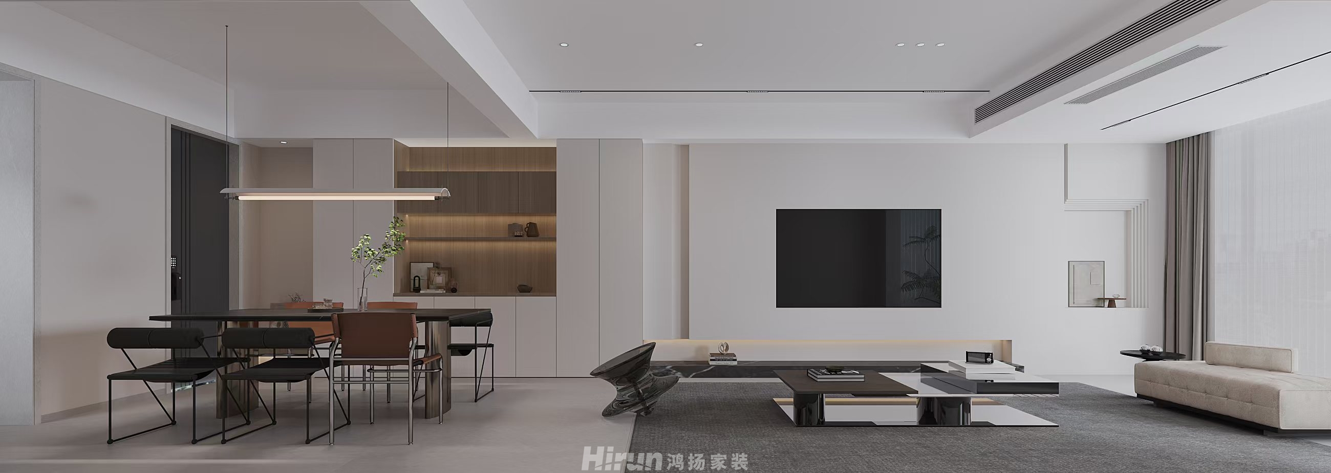 金河灣139㎡雅致現代四居室 裝修案例效果圖-1