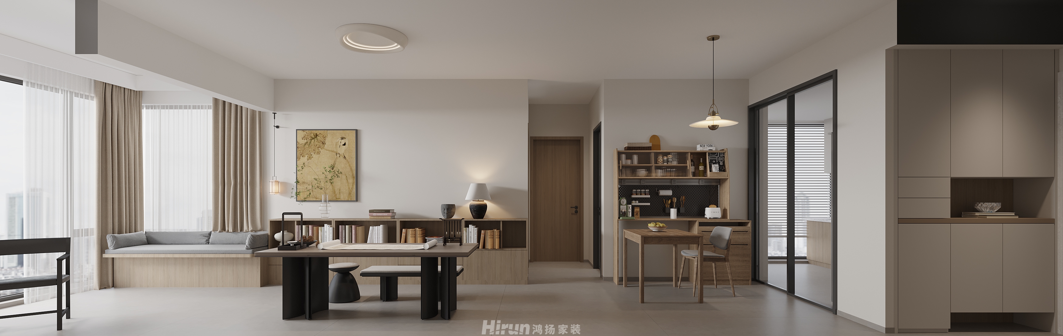 長湖峰境127㎡雅致現(xiàn)代三居室 裝修案例效果圖-1