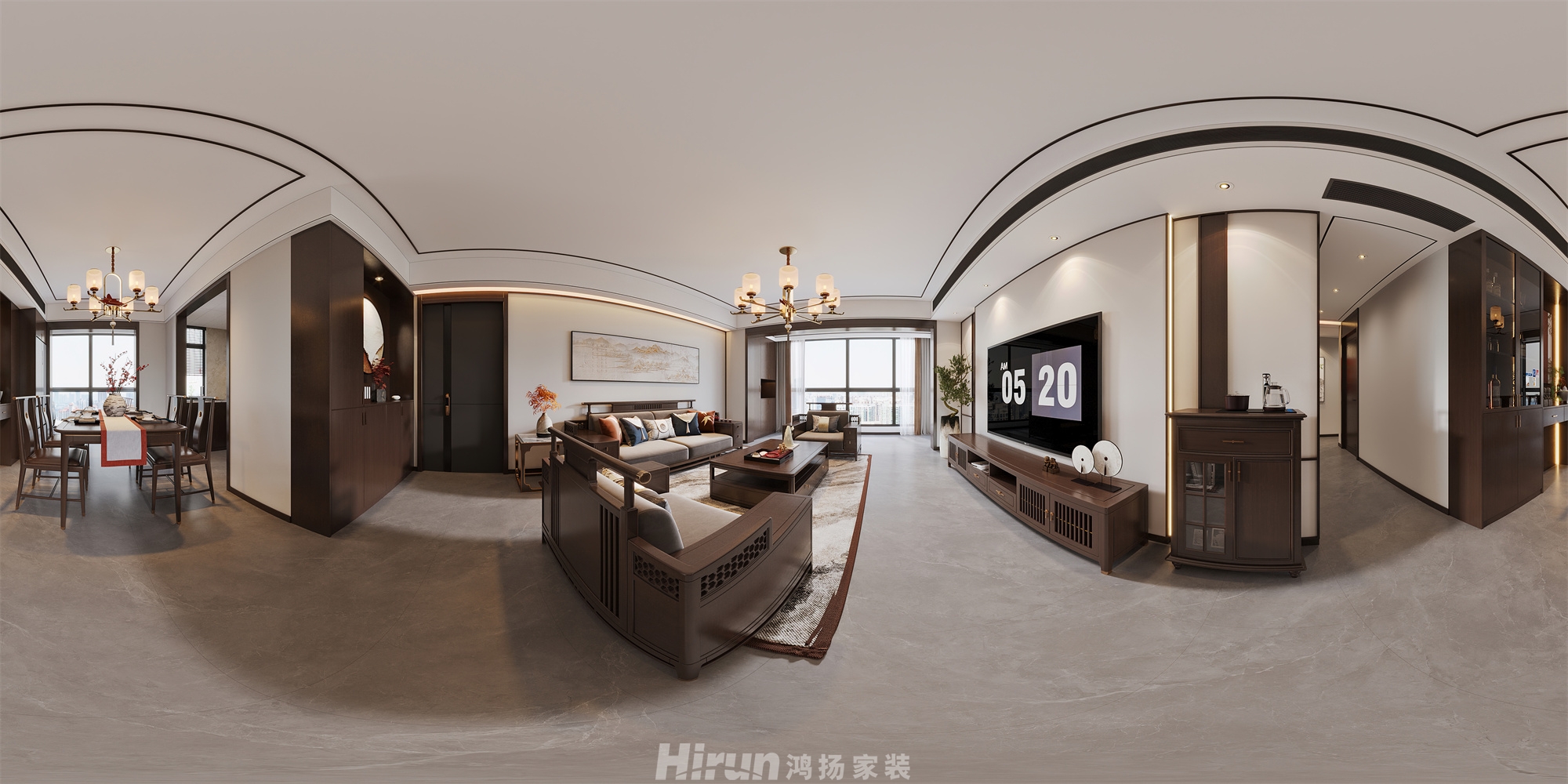 牛津堡128㎡復(fù)合寫(xiě)意三居室 裝修案例效果圖-1