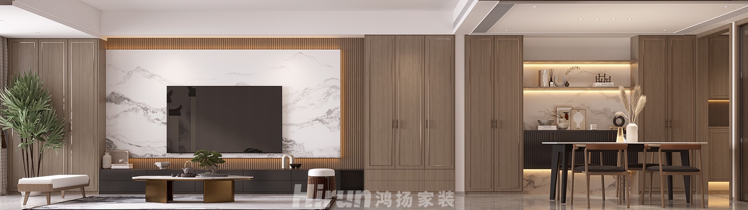 鑫遠(yuǎn)翡麗郡200㎡復(fù)合寫意大平層 裝修案例效果圖-2
