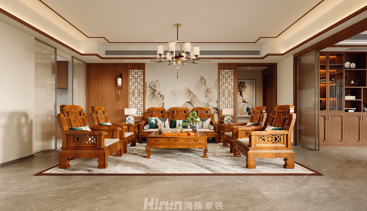 麓隱桐溪350㎡寫意木構(gòu)別墅 裝修案例效果圖-1