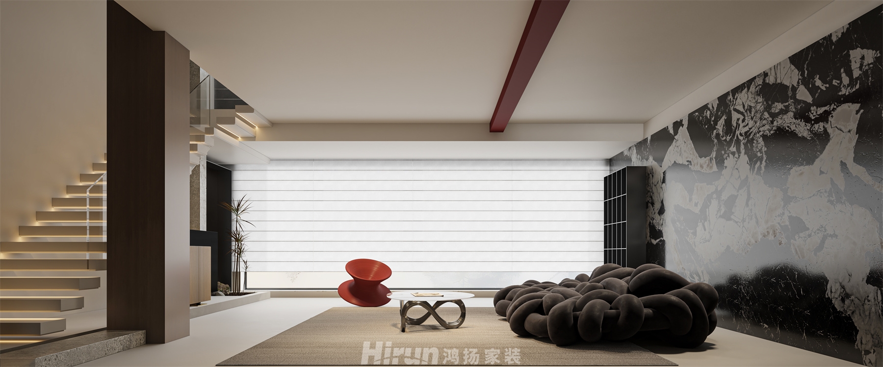 京盛和府220㎡藝術室界復式 裝修案例效果圖-1
